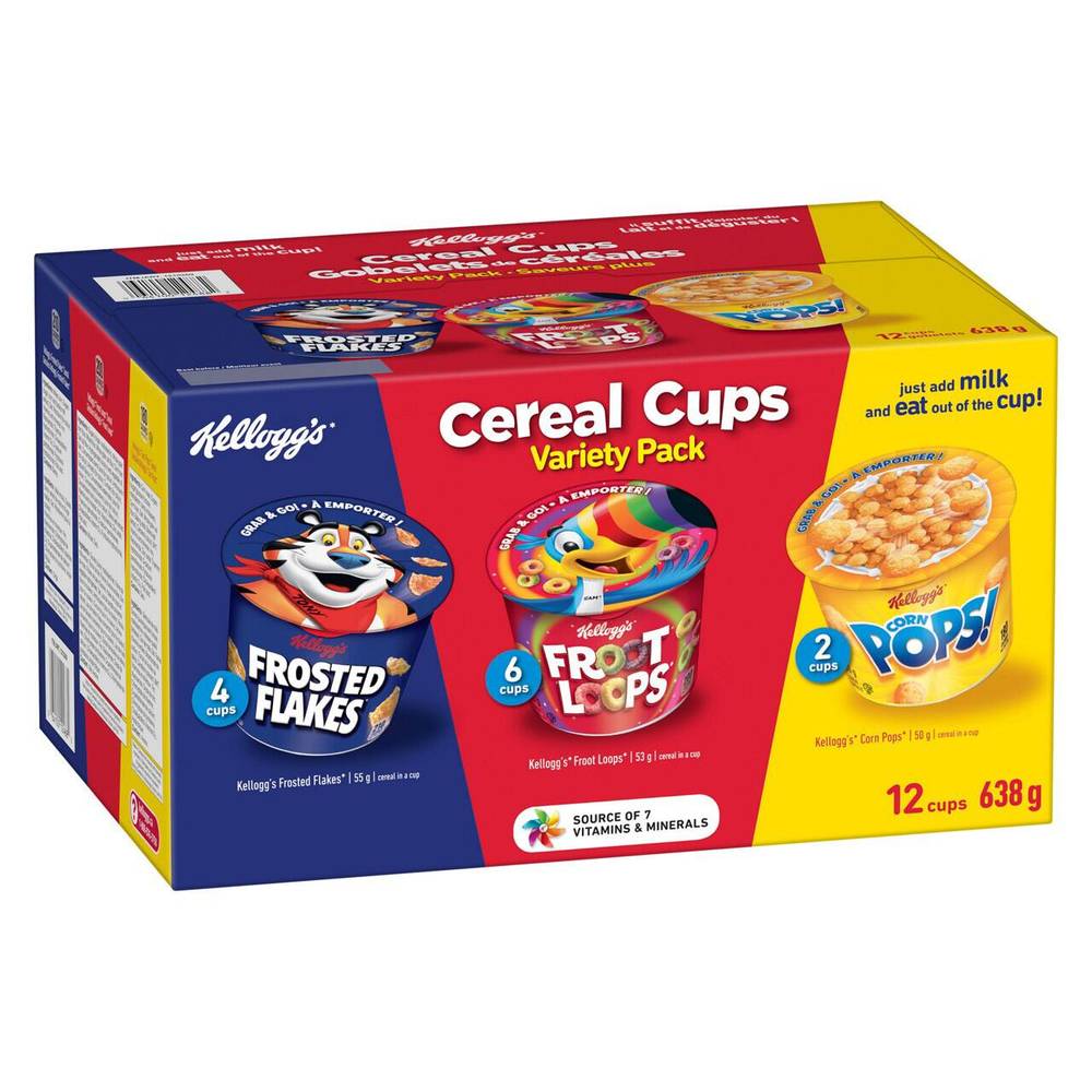 Kellogg’S Cereal In A Cup Variety Pack, 12-Pack