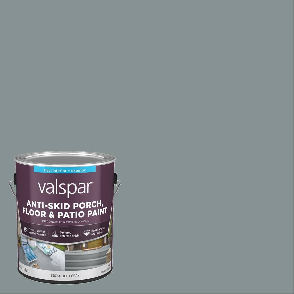 Valspar Light Gray Flat Interior/Exterior Anti-Skid Porch and Floor paint ( 1-gallon ) | 009.0083070.007