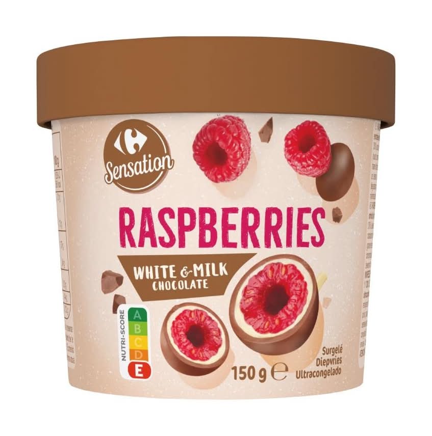 Framboises Enrobées de Chocolat Blanc et au Lait CARREFOUR SENSATION - Le pot de 150 g