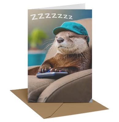 Recycled Paper Greetings  Father's Day Card for Dad Otter with Teal Cap