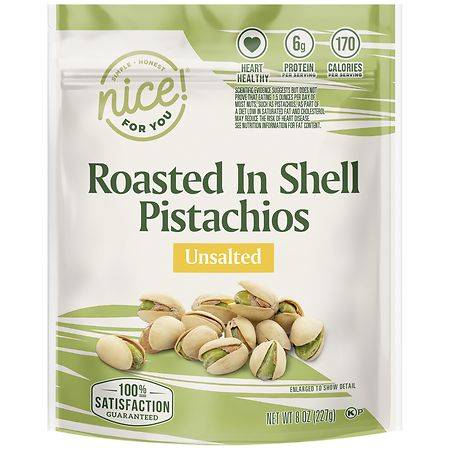 Nice! Roasted in Shell Pistachios Unsalted (8 oz)