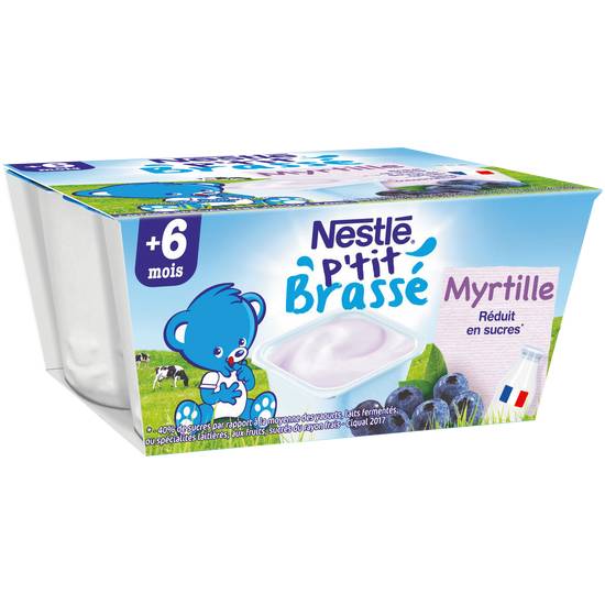 Nestlé - Nestle -p'tit brassé myrtille lactées dès 6 mois  (4 pièces)