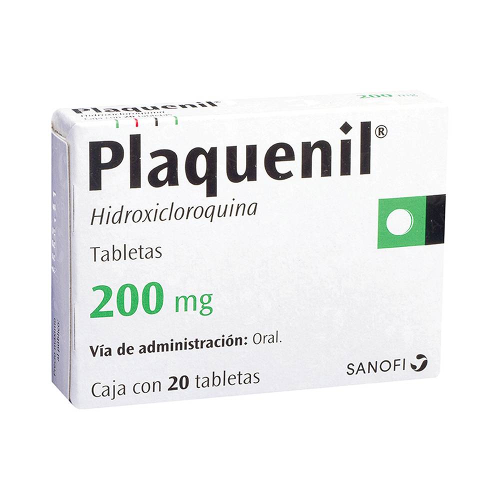 Sanofi plaquenil hidroxicloroquina tabletas 200 mg (20 piezas)
