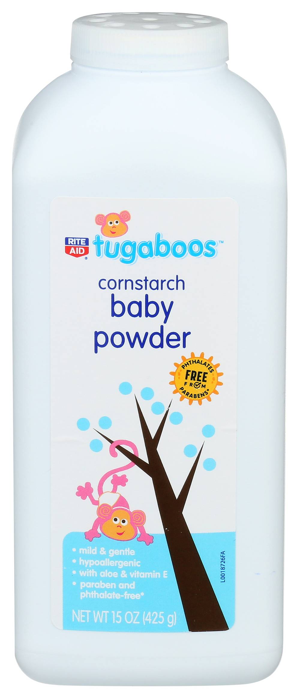 Rite Aid Tugaboos Cornstarch Baby Powder, 15 Oz