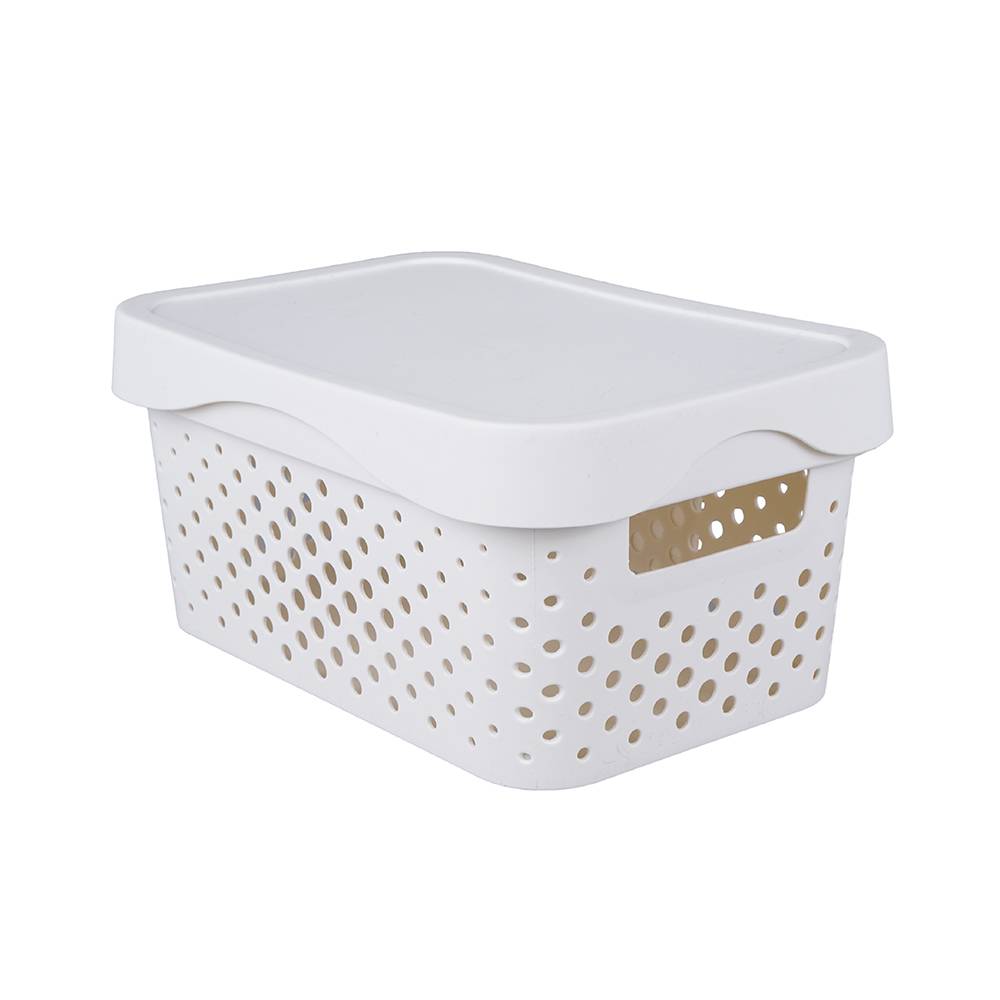 Miniso cesta de almacenamiento con tapa blanca (1 pieza)