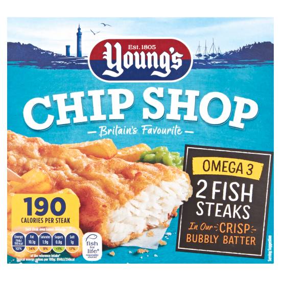 Youngs Chip Shop 2 Battered Fish Fillets 200g