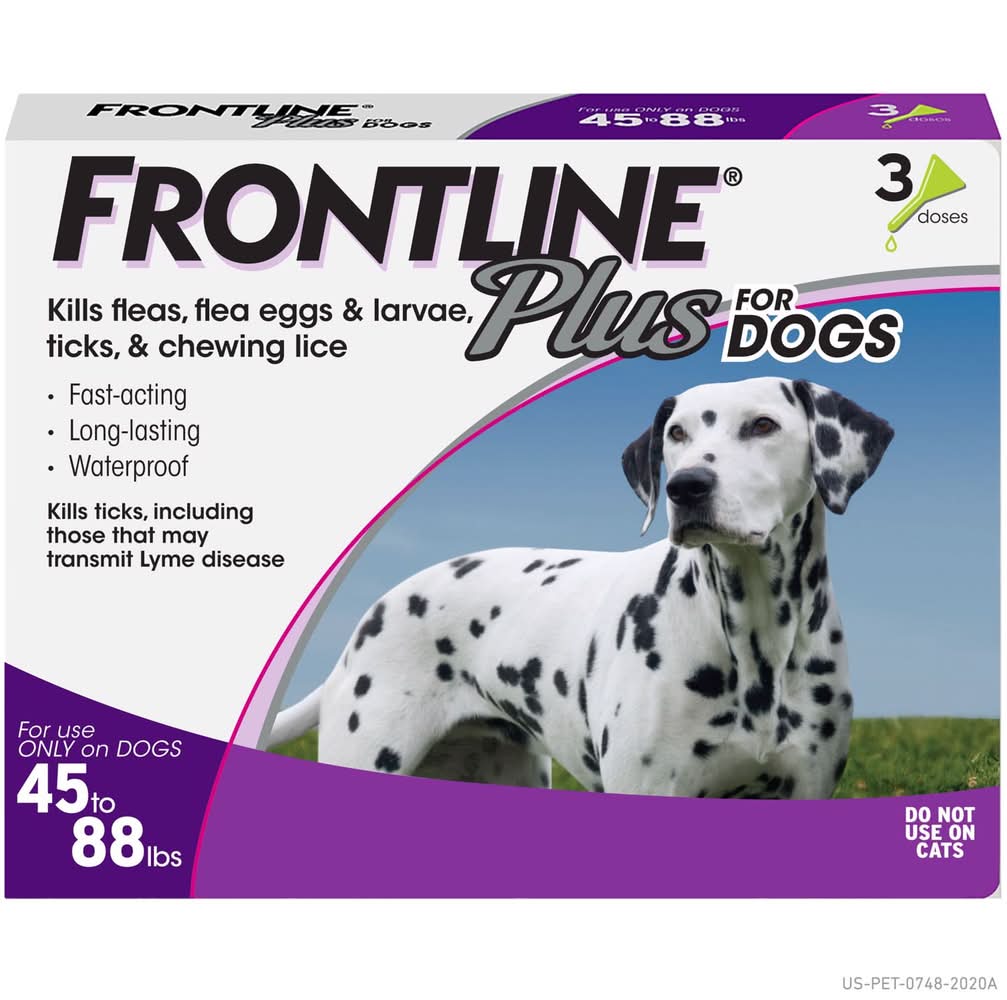 Frontline Plus Liquid Dog Flea And Tick Drops 9.8% Fipronil, 8.8% (S)-Methoprene 0.09 Oz