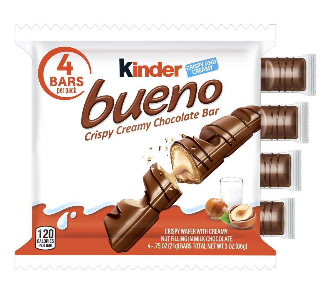 Kinder Bueno Crispy Wafer Creamy Chocolate Bar (4 x 3 oz)