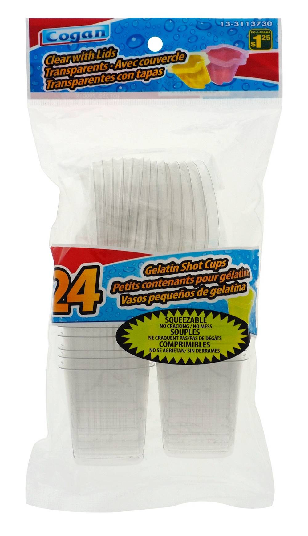 Cogan Gelatin Shot Cups With Lid, Clear (24 ct)