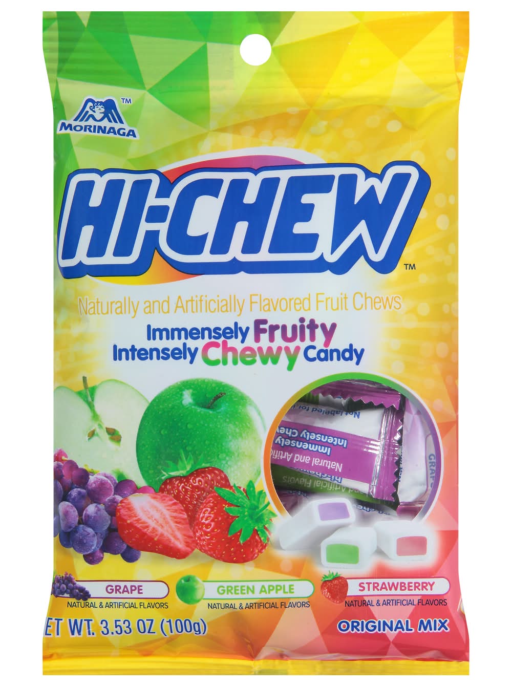 Morinaga Hi Chew Original Mix Fruity Chewy Candy, Grape-Green Apple-Strawberry (3.53 oz)