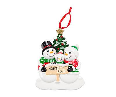 "North Pole" Snowman Family Write-A-Name Ornament