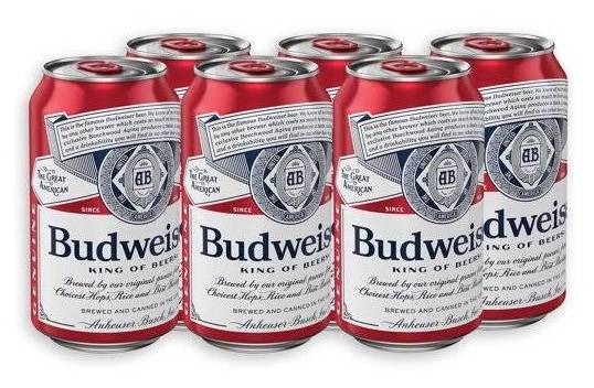 Budweiser, 6pk-12oz can beer (5.0% ABV)