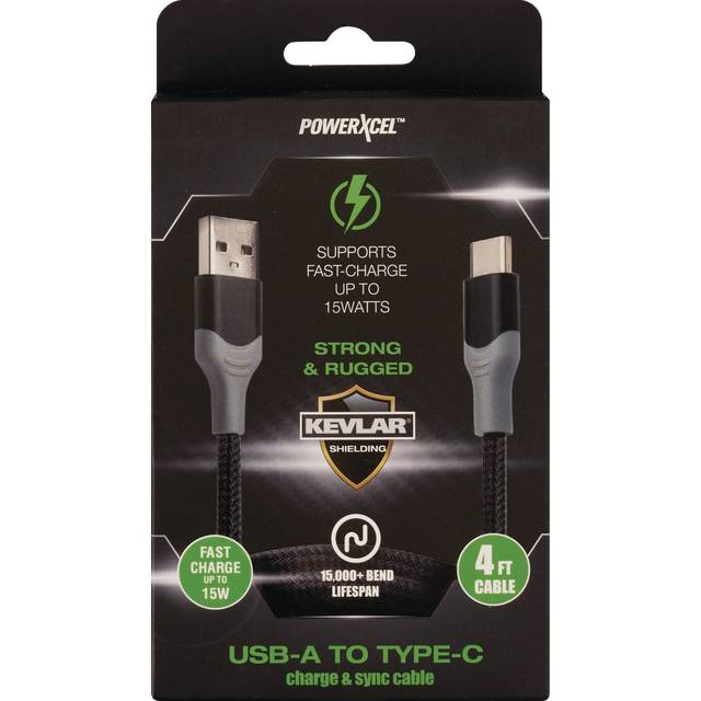 Kevlar-USB A to Type C -4 FT Black
