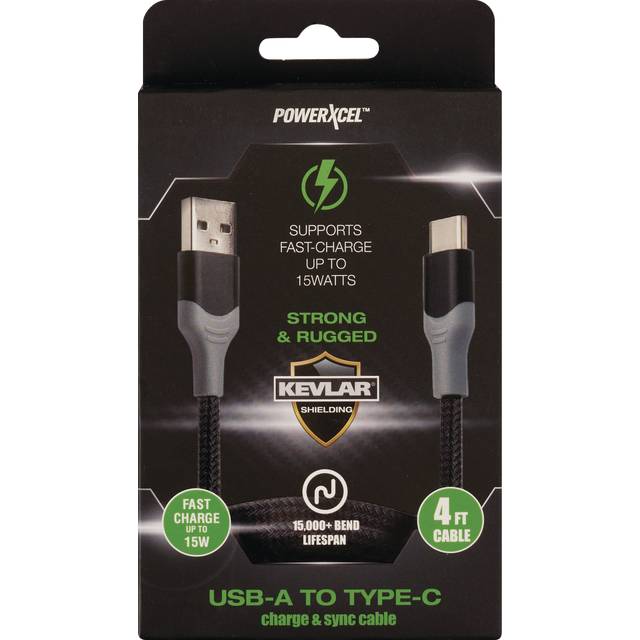 Kevlar-Usb A To Type C -4 Ft Black