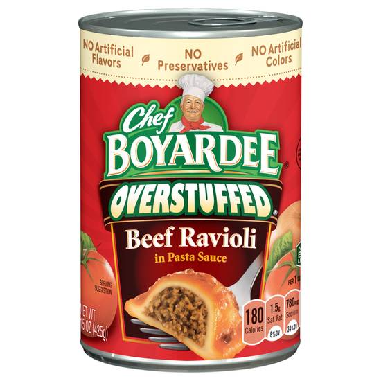 Chef Boyardee Overstuffed Beef Ravioli in Pasta Sauce