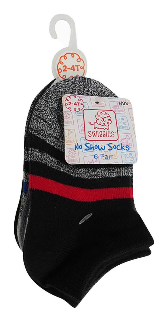Swiggles Boys No Show Marled Socks Size 2 To 4t - 6 Ct