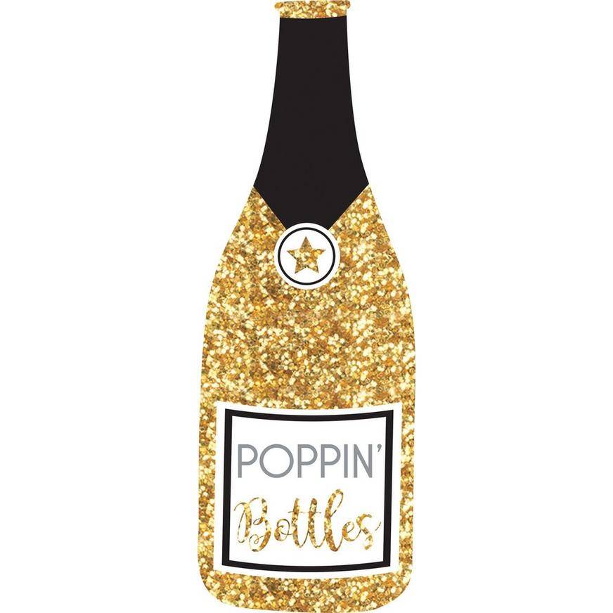 Giant Glitter Gold Champagne Bottle Photo Booth Prop