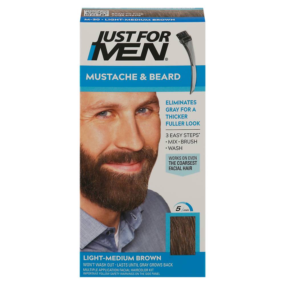 Just For Men Mustache & Beard M-30 Light-Medium Brown Hair Color (1.6 oz)