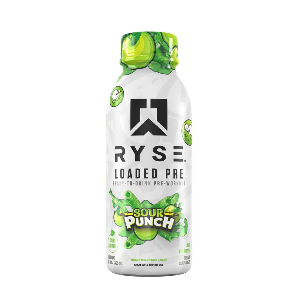 Loaded Pre-Workout RTD -  Sour Punch Green Apple - 12 fl oz (12 Bottles) (1 Unit(s))