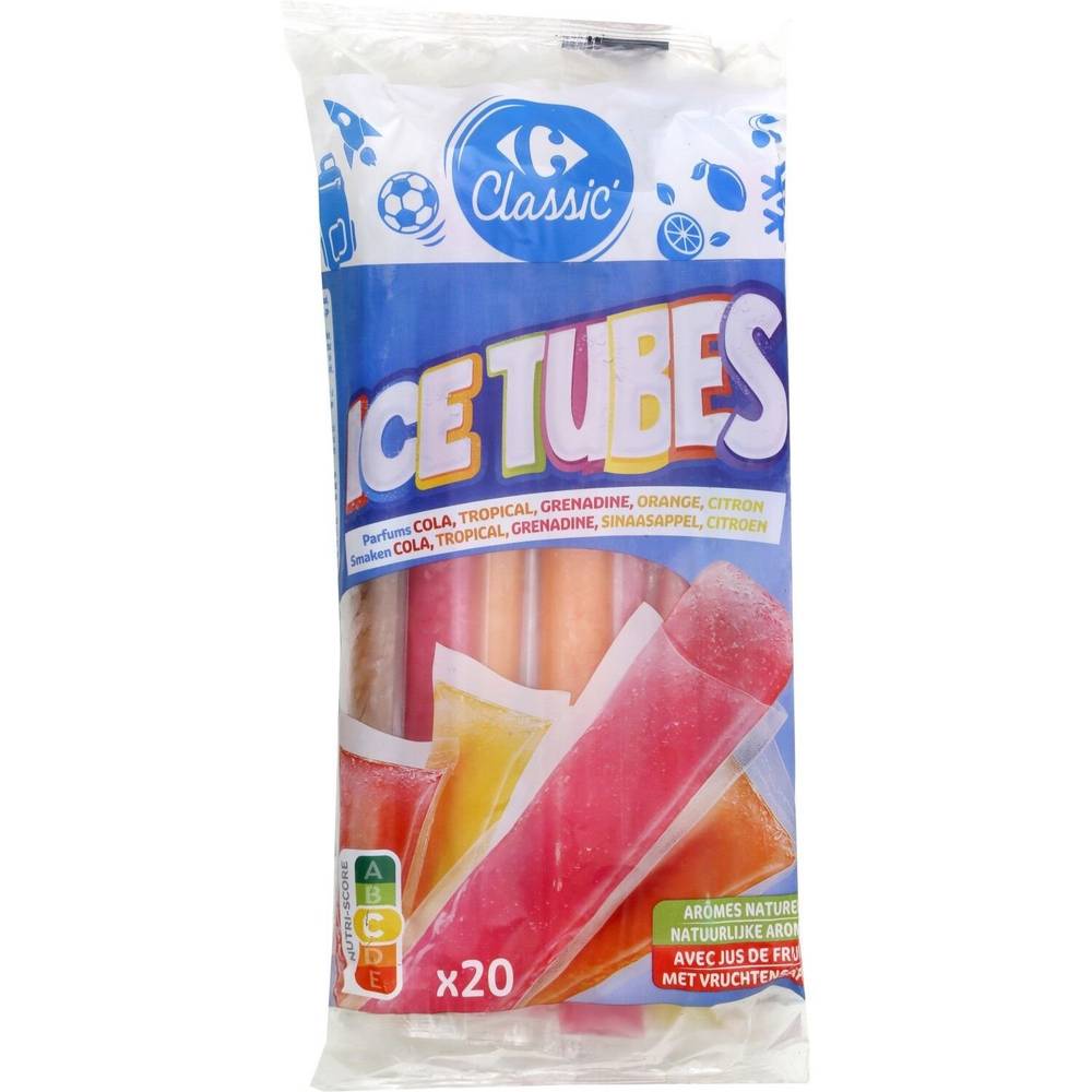 Glace à l'eau Ice Tubes CARREFOUR CLASSIC' - le paquet de 20 - 816g