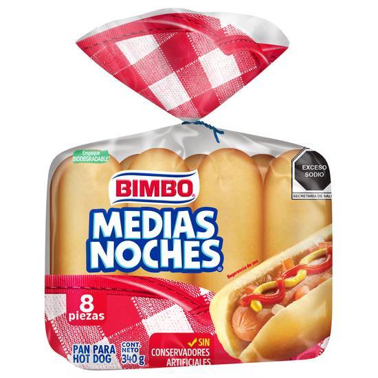 Bimbo pan para hot dog medias noches (8 un)