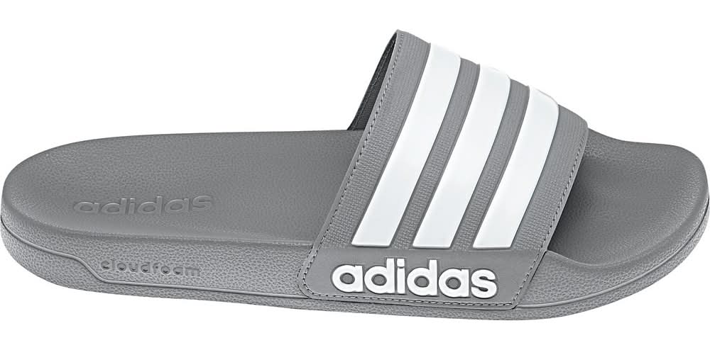 Adidas Men's Adilette Shower Slides, Grey / White, 10