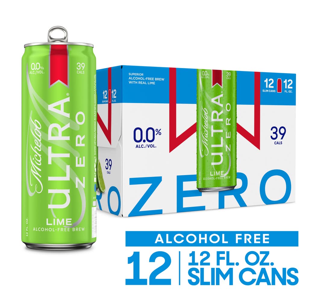 Michelob Ultra Zero Alcoholic Free American Lager Beer, Lime (12 x 12 fl oz)