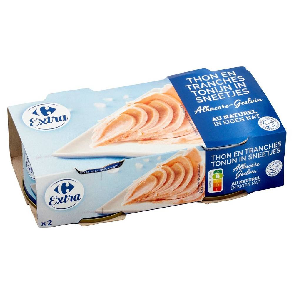 Carrefour Extra Tonijn in Sneetjes Geelvin in Eigen Nat 2 x 133 g