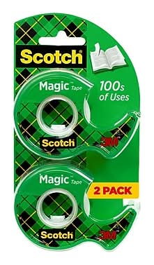Scotch Magic Invisible Clear Tape Refill, 0.75 x 16.67 yds., 1 Core, 2 Rolls/Pack (122DM-2)