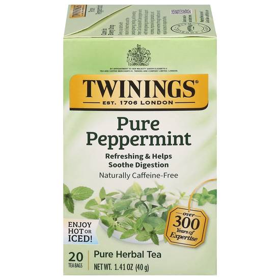 Twinings Pure Peppermint Herbal Tea Bags (20 ct, 1.41 oz)