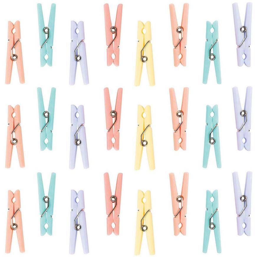 Mini Pastel Clothespin Baby Shower Favor Charms, 24ct