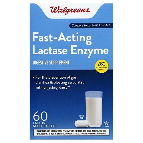 Walgreens Lactose Fast Acting Relief Caplets - 60.0 ea