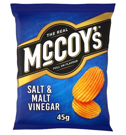 McCoy's Salt & Malt Vinegar, The Real Ridge Cut Potato Crisps (45g)