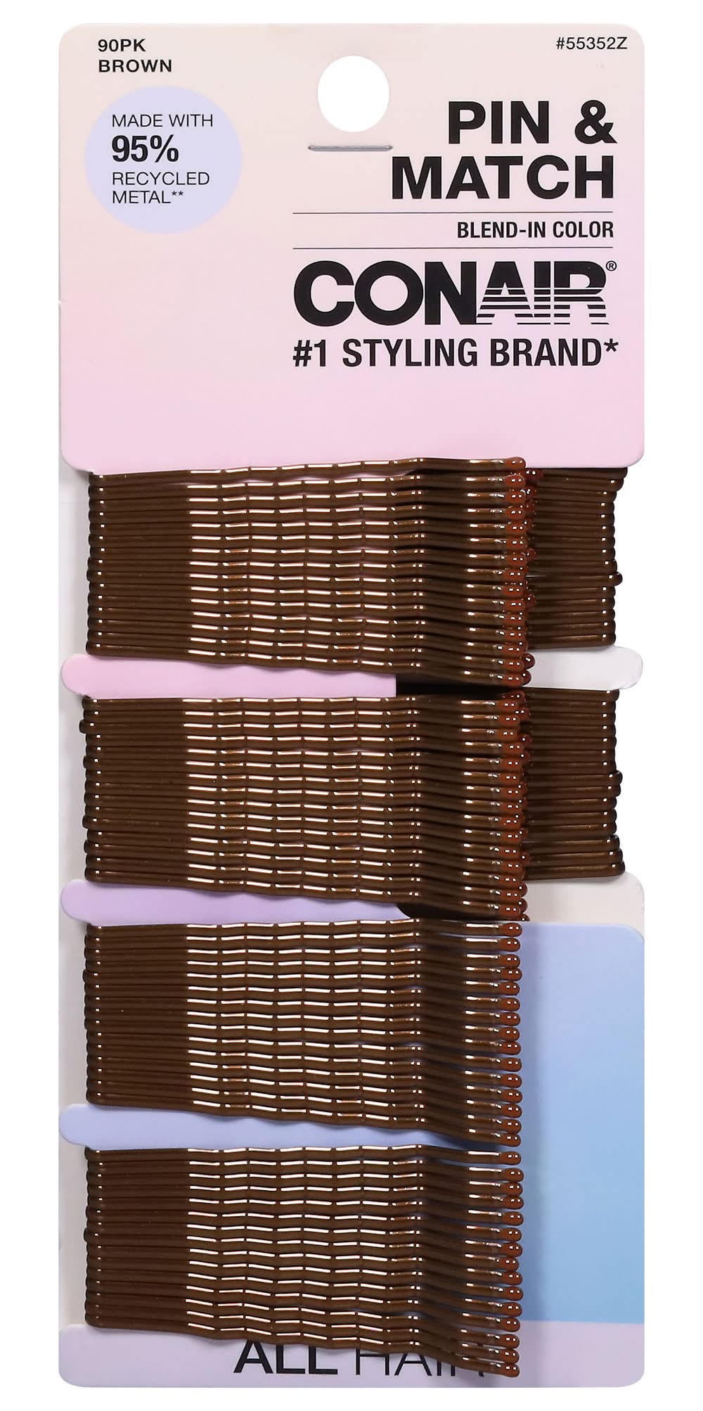 Conair Color Match Bobby Pins, Brown (3.2 oz, 90 ct)