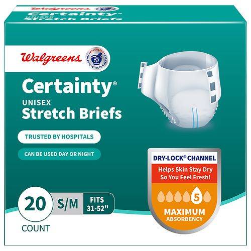 Walgreens Unisex Adjustable Incontinence Stretch Briefs with Tabs Small/Medium - 20.0 ea