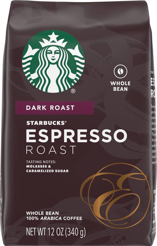 Starbucks Whole Bean Dark Roast 100% Arabica Espresso Roast Coffee (12 oz)