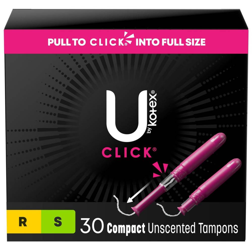 U By Kotex Click Compact Tampons, Multipack, Regular/Super Absorbency, 30 Count