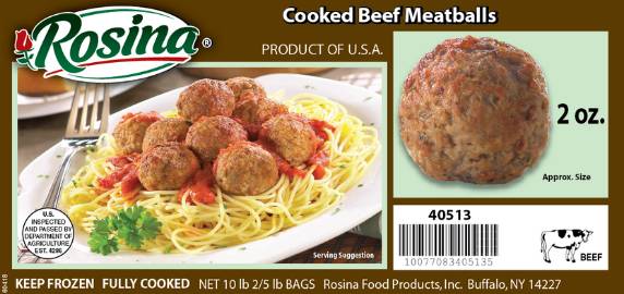 Frozen Rosina - Traditional Italian Beef Meatballs, 2 oz each - 10 lbs (1 Unit per Case)