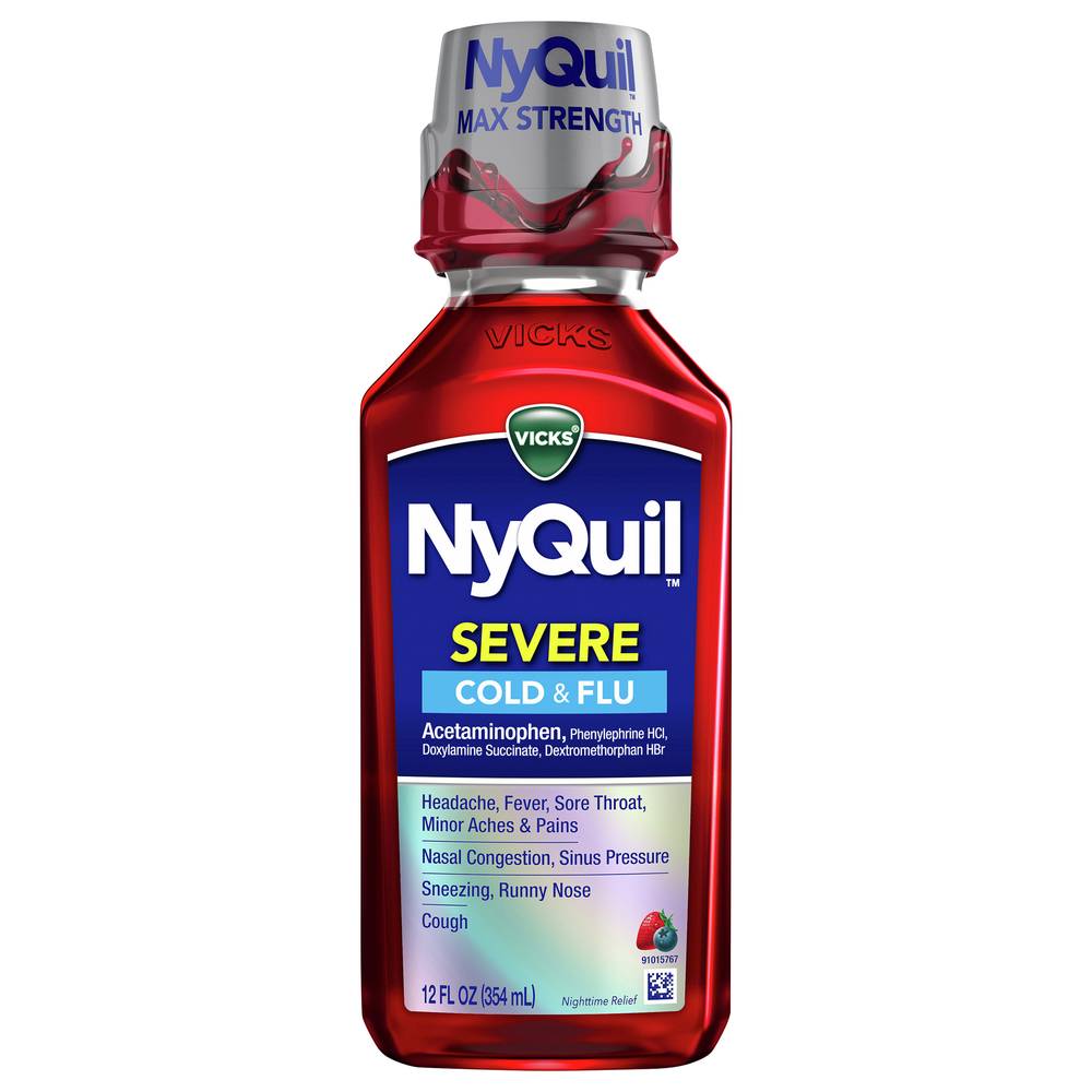 Vicks Nyquil Severe Acetaminophen Cold & Flu Nighttime Relief (12 fl oz)