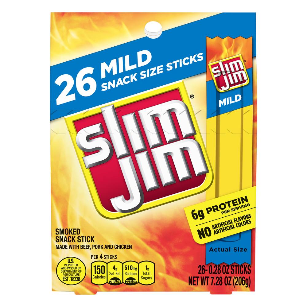 Slim Jim Mild Smoked Snack Sticks (7.28 oz)