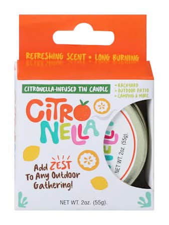 Citronella Infused Tin Candle 2oz