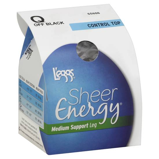 L'eggs Sheer Energy Medium Support Off Black Pantyhose Size Q