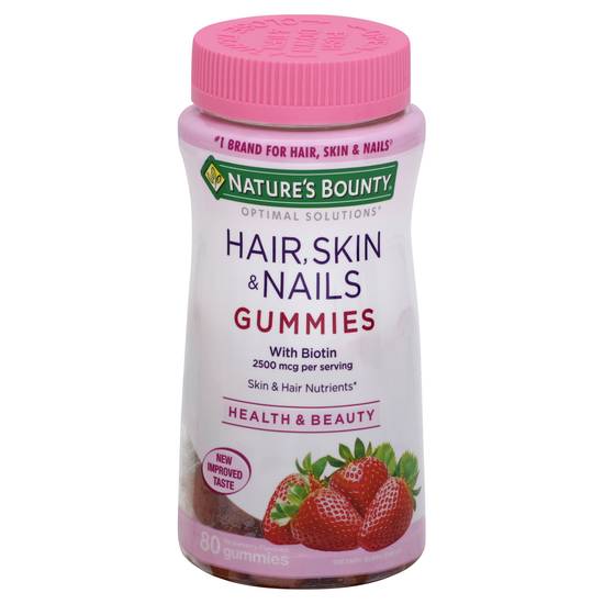 Nature's Bounty Strawberry Flavor Hair, Skin & Nails Gummies (80 gummies)