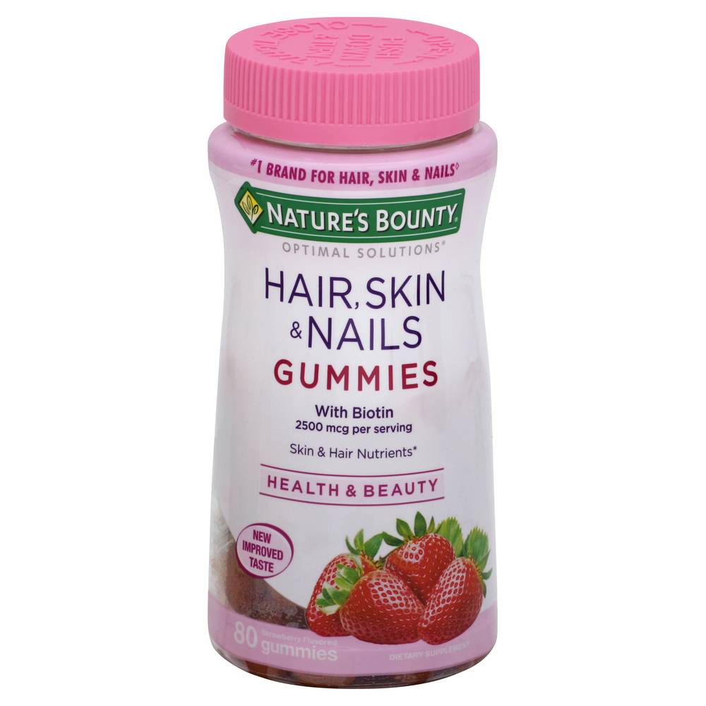 Nature's Bounty Strawberry Flavor Hair, Skin & Nails Gummies (9.6 oz)