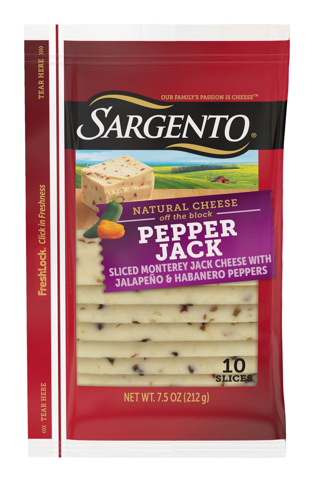 Sargento Natural Sliced Cheese, Pepper Jack (7.5 oz, 10 ct)