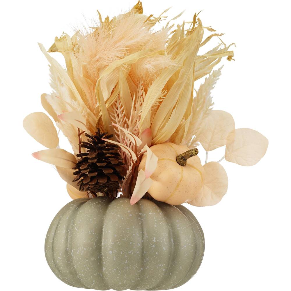 Fall Fest Pumpkin with Pampas, 13 in