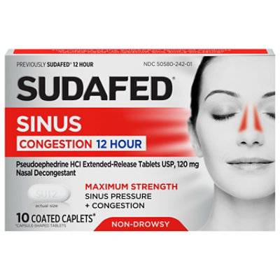 Sudafed Sinus Congestion 12 Hour Nasal Decongestion 120 mg Caplets