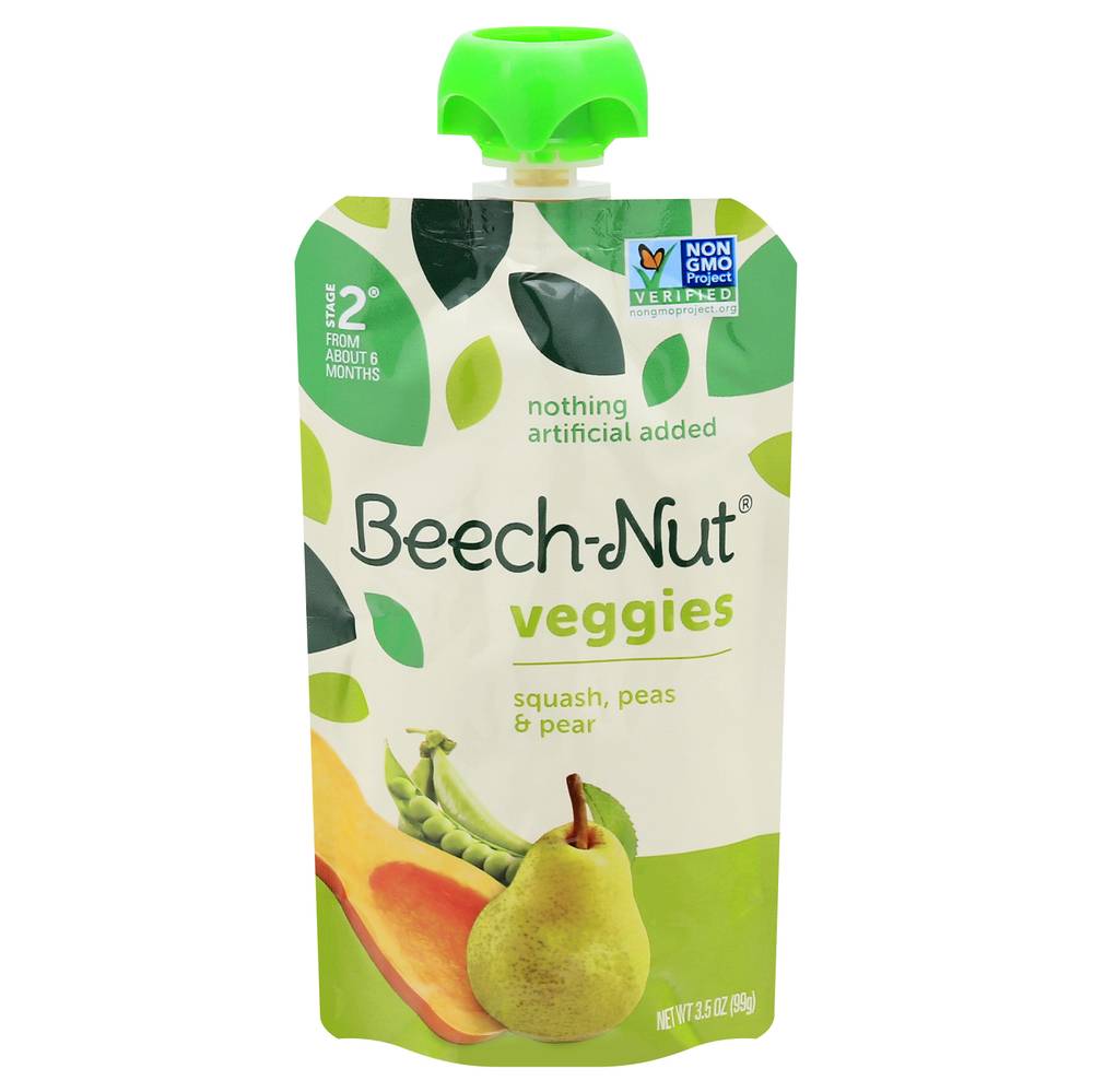 Beech-Nut Veggies Squash Peas & Pears Stage 2 Baby Food Pouch (3.5 oz)