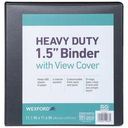 Wexford Heavy Duty 1.5" Binder With View Cover, 11.1 in * 11.6 in