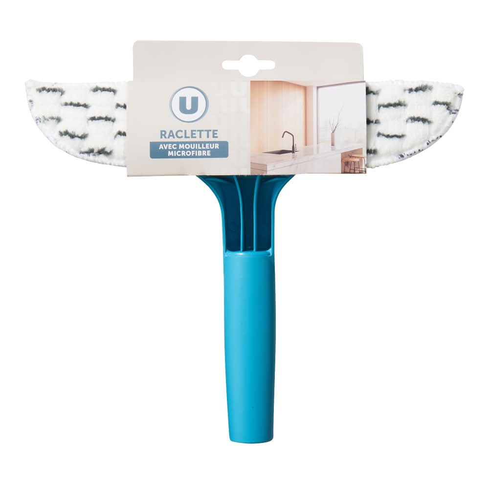 U Maison - Raclette pour vitres 2 en 1 avec mouilleur microfibre (159g)